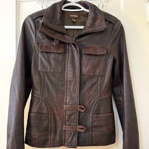 Vintage Genuine Leather Jacket In Dark Chocolate